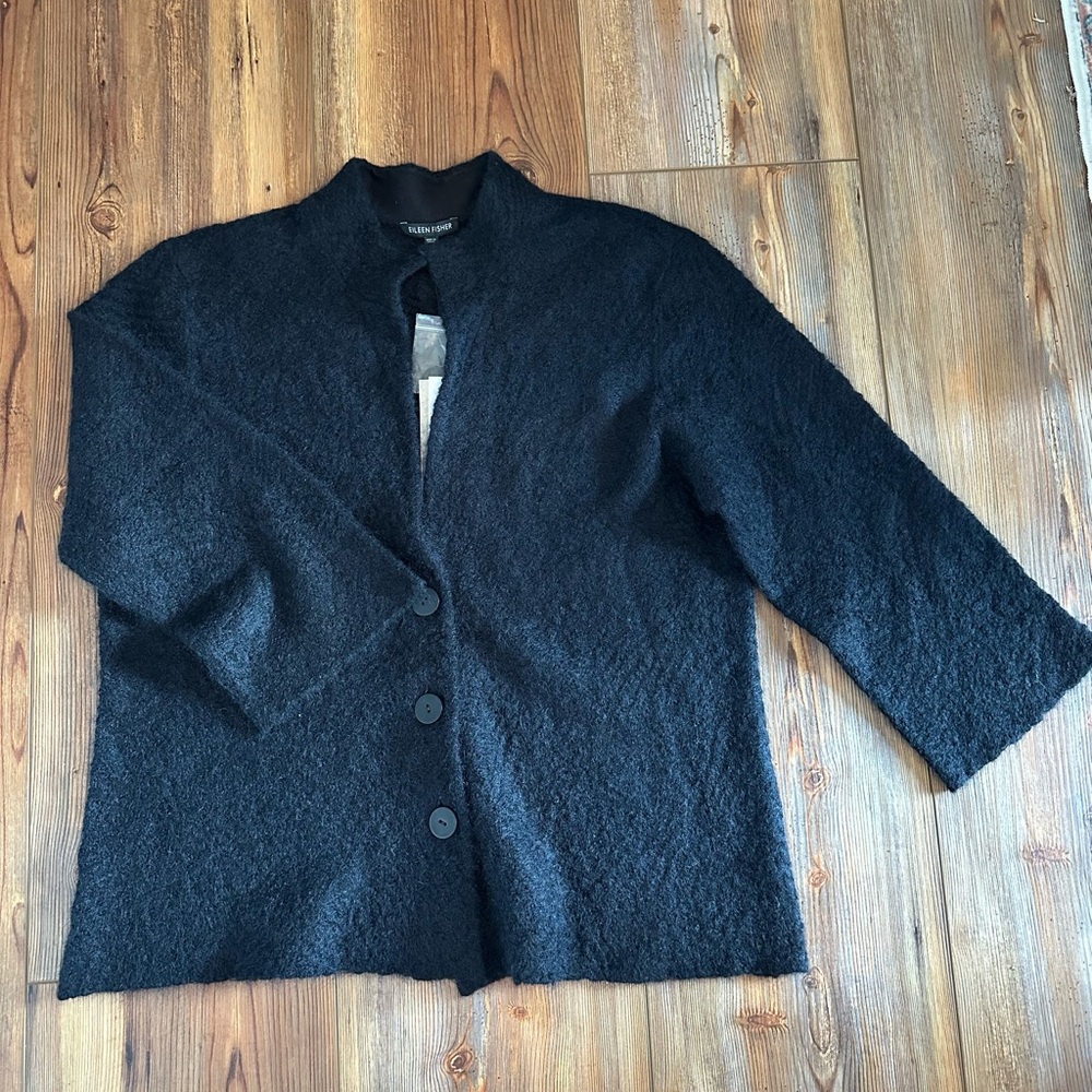 Eileen Fisher Black Textured Cardigan